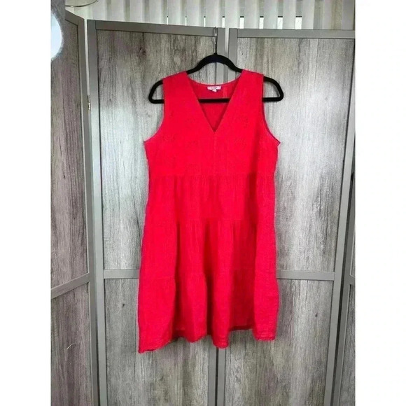 Rosemarine Dress Small Linen Tiered Red Color Sleeveless Made in Italy Sz S - Picture 1 of 9